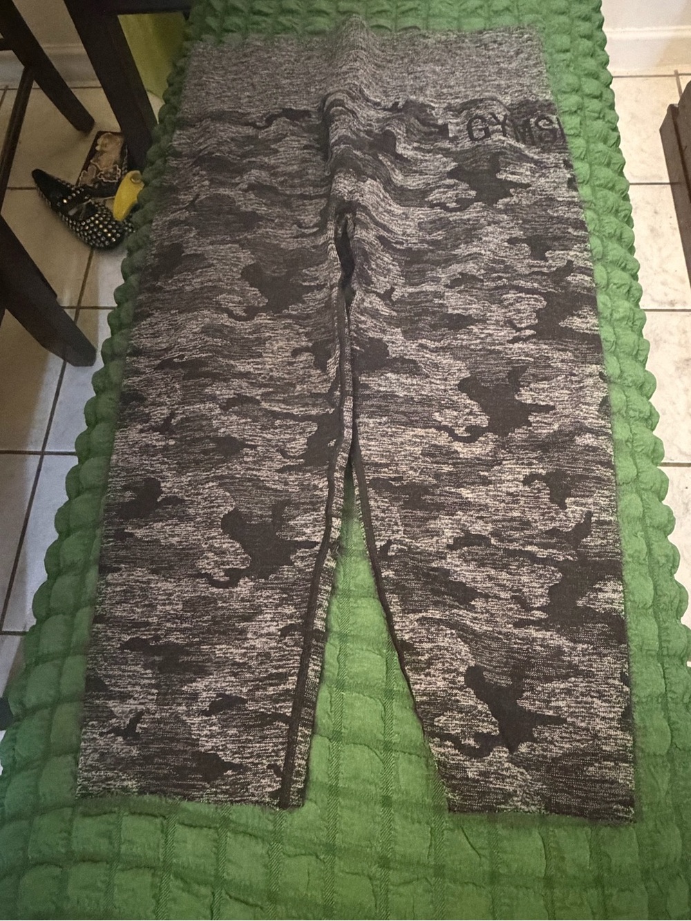 Gymshark Black & Gray Camouflage Capri Leggings